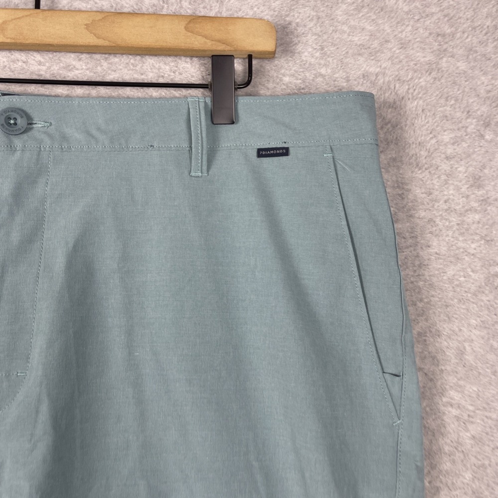 7 Diamonds Hybrid Performance Shorts Mens 40 Foam Green Stretch Quick Dry - Picture 3 of 12